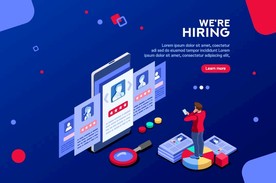 矢量企业公司招聘简历筛选插画