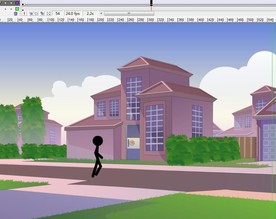 街道城市火柴人跑过6秒