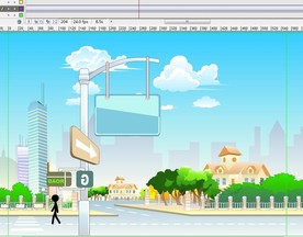 平常公路上行走着的火柴人11秒