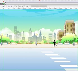 斑马线旁边道路火柴人奔跑6秒