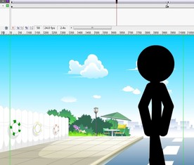 蓝天白云下的火柴人走路6秒
