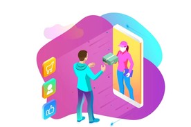 矢量在线购物快递送货上门服务