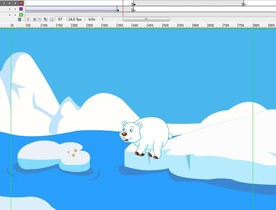 北极熊在北极冰块上掉到水里7秒