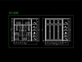 时尚大气四开门衣柜CAD结构图