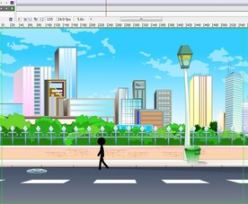 大城市走路的黑色火柴人10秒