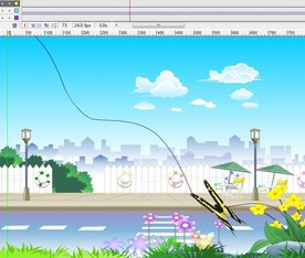 好看的公路旁边蝴蝶飞过10秒