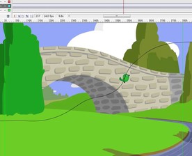 桥下飞过的鸟儿15秒动画