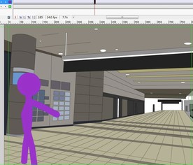紫色火柴人走过地铁站11秒动画