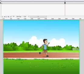 运动场左边往右边跑的男孩6秒