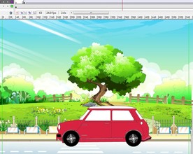 公路边行驶过的动画6秒