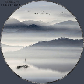 圆框山水画 大型山水挂画