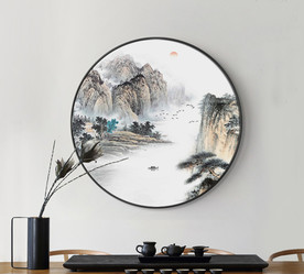 大型圆形山水画 山水装饰画