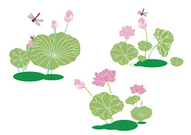 小清新荷花莲花矢量文件