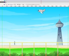 飞机在灯塔飞过6秒动画