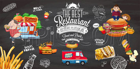 汉堡小食店墙画