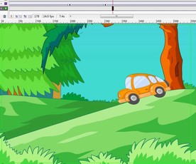 小黄车从森林小坡下来11秒