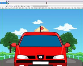 医院门口红色汽车6秒