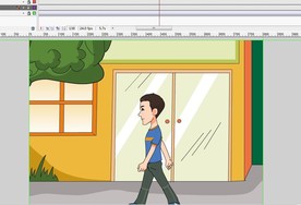 人物走路经过市集15秒