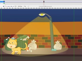 流浪猫经过垃圾桶动画10秒