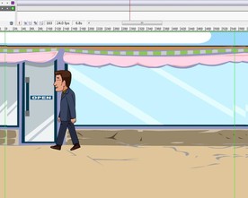 中年男子经过店铺门口10秒