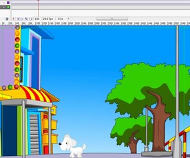 小狗在街边走向过道10秒