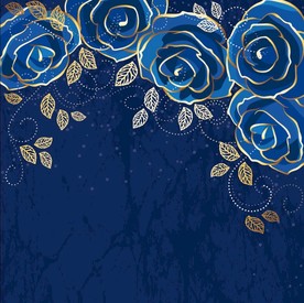 矢量蓝色金边花卉