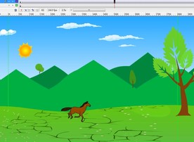 枣红马跑过丘陵6秒动画