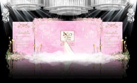 粉色大理石纹主题婚礼婚庆舞台