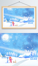 冬雪夜色梦幻风景