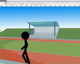 火柴人在运动场跑过的动画6秒