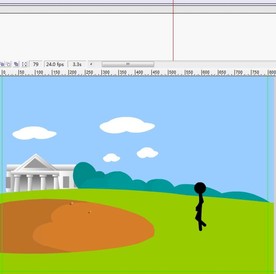 火柴人在泥路前面走过12秒