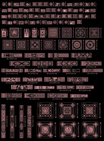 cad天花板彩绘图纸