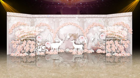 香槟色樱花主题婚礼迎宾区