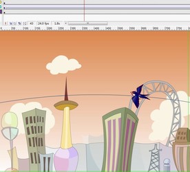 燕子在智能城市上空盘旋5秒