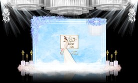 蓝色大理石纹主题婚礼舞台效果图
