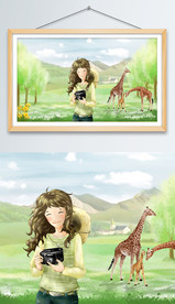 出游记卡通手绘