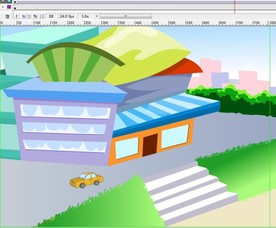 汽车斜侧面经过馆子6秒动画