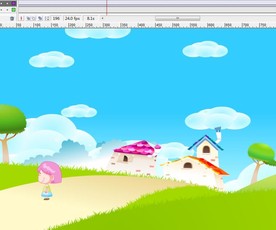 小女孩经过美妙的野外风光11秒