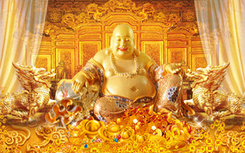 佛像金銮殿大气浮雕电视背景墙