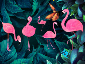 火烈鸟背景墙