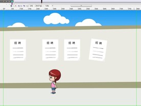 小女孩在街道旁边走过10秒动画