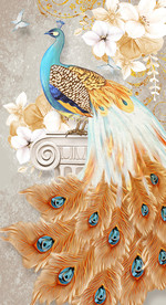 复古孔雀金色玄关装饰画