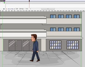 建筑楼房前走过的男人10秒