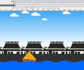 河岸边上的小船动画5秒