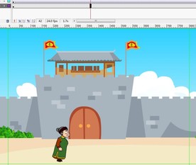 古代老奶奶在城门前面走过6秒