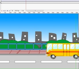 公共汽车在城市路上5秒