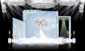 蓝色大理石主题婚礼舞台效果图