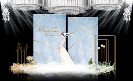 蓝色大理石主题婚礼舞台效果图