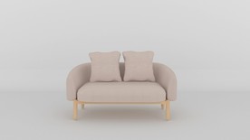 原木北欧风双人沙发