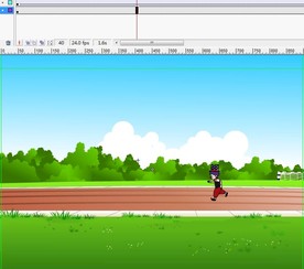 小丑在运动场奔跑5秒